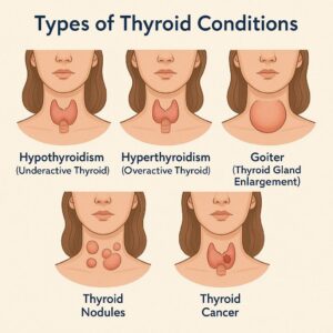 Diagram explaining different Types of Thyroid Conditions